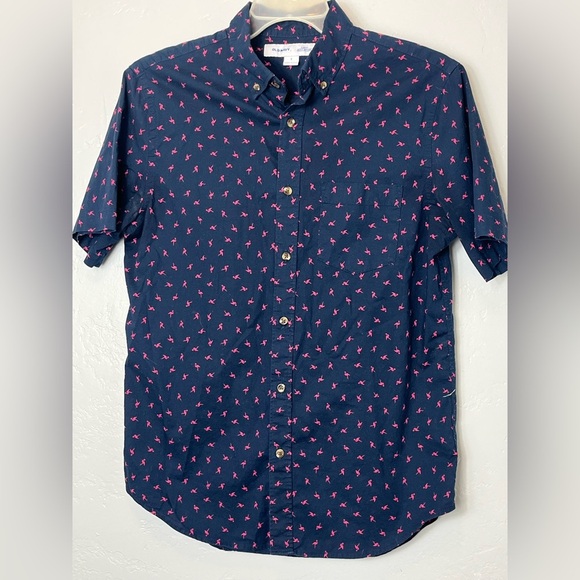Old Navy Men's Casual Shirt in Navy with Pink Design - Picture 1 of 3